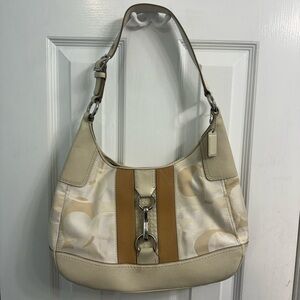 Coach Hampton Signature white and beige purse.